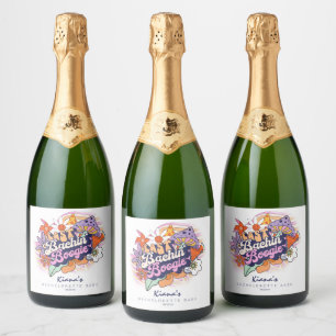 Étiquettes Pour Bouteilles De Vin Mousseux Célibataire Groovy 70s Dernière Fête de Bachin' Bo