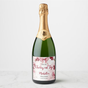 Étiquettes Pour Bouteilles De Vin Mousseux Cerise sur le dessus de nœud papillon Cocktail Dou