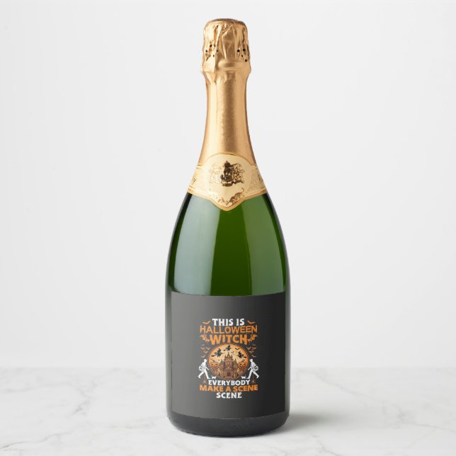 Étiquettes Pour Bouteilles De Vin Mousseux C'est Halloween (Devant)