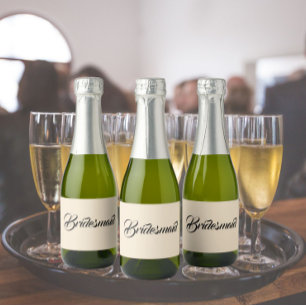 Étiquettes Pour Bouteilles De Vin Mousseux Champagne Couleur Stylisé Script Mariage Bridesmai