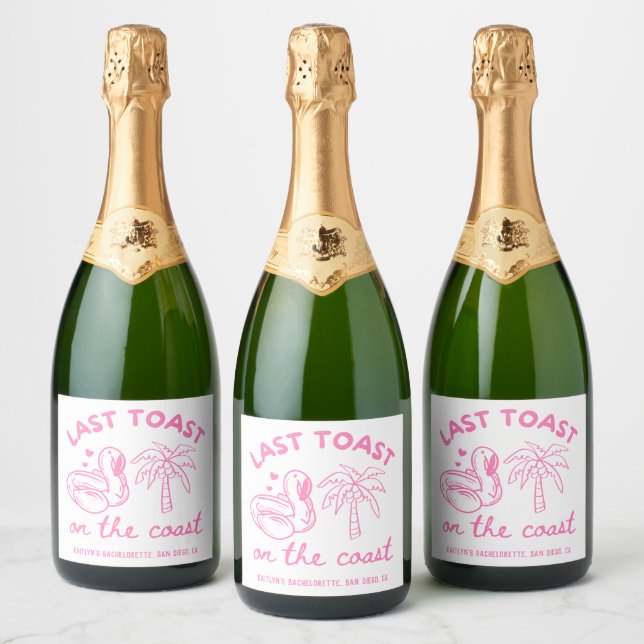 Étiquettes Pour Bouteilles De Vin Mousseux Champagne de Bachelorette Toast dernier rose (Bouteilles)