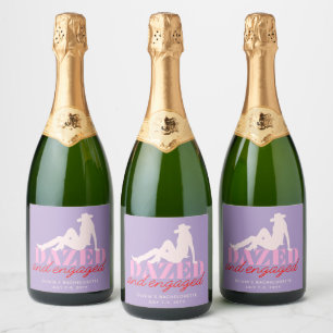 Étiquettes Pour Bouteilles De Vin Mousseux Champagne de Fiançailles Purple Dazed & Engaged