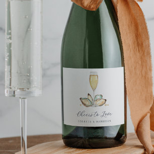 Étiquettes Pour Bouteilles De Vin Mousseux Champagne & Huîtres "Cheval to Love"