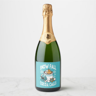 Étiquettes Pour Bouteilles De Vin Mousseux Charme d'hiver et cacao chaud - Appels de cacao d'