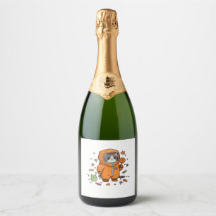 Étiquettes Pour Bouteilles De Vin Mousseux Chat Hazmat Chat Halloween Candy Monster Amusants