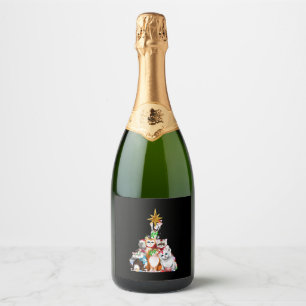 Étiquettes Pour Bouteilles De Vin Mousseux chats d'arbre de noël