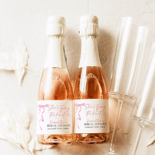 Étiquettes Pour Bouteilles De Vin Mousseux Chaussures à poitrine rose nouer Fête des mariées 