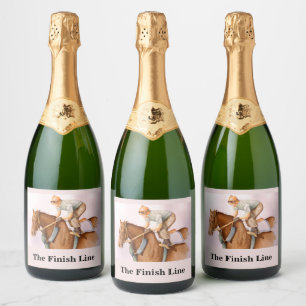 Étiquettes Pour Bouteilles De Vin Mousseux Cheval de course et Jockey