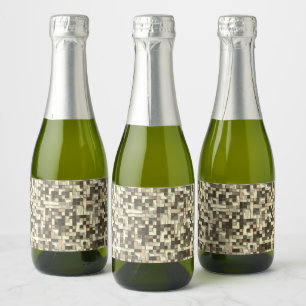 Étiquettes Pour Bouteilles De Vin Mousseux Chevauchement de petits carrés, tons beige à marro