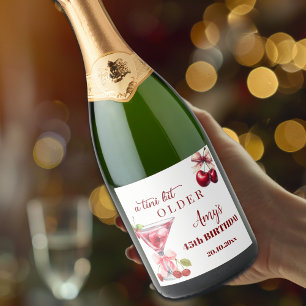 Étiquettes Pour Bouteilles De Vin Mousseux Chic A Tini Bit Plus Âgé Cherry Martini 45e Annive