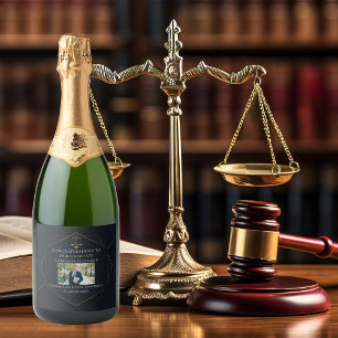 Étiquettes Pour Bouteilles De Vin Mousseux Chic Black Gold Law School Photo Graduation Party