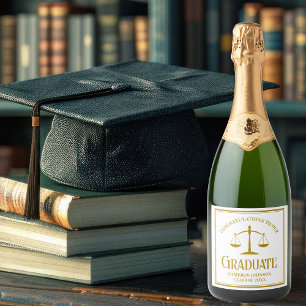 Étiquettes Pour Bouteilles De Vin Mousseux Chic Gold Law School Graduation Party Custom