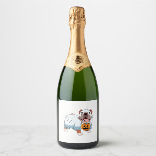 Étiquettes Pour Bouteilles De Vin Mousseux Chien d'Halloween de Bulldog