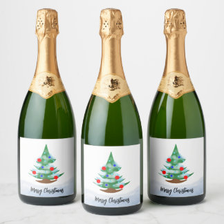 Étiquettes Pour Bouteilles De Vin Mousseux Christmas tree