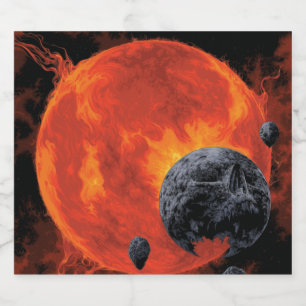 Étiquettes Pour Bouteilles De Vin Mousseux Cimetière Spatial Crâne Halloween Galaxie d'Horreu