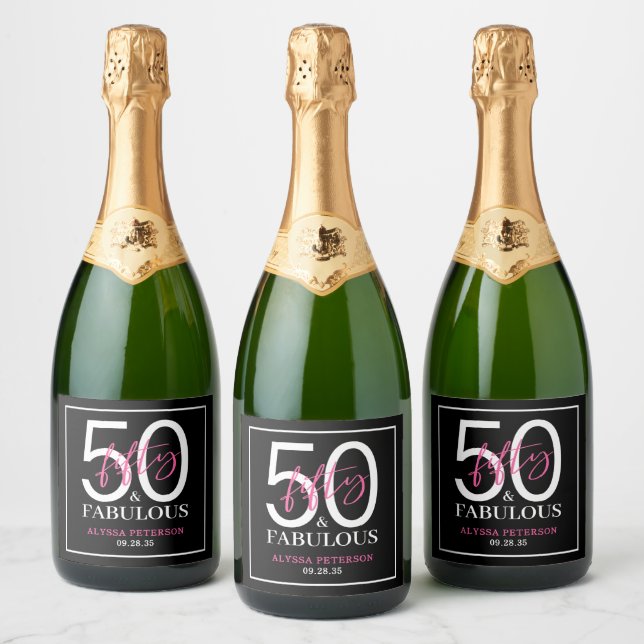 Étiquettes Pour Bouteilles De Vin Mousseux Cinquante ans et Fabuleux 50e anniversaire Bold (Bouteilles)