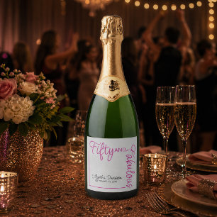 Étiquettes Pour Bouteilles De Vin Mousseux Cinquante ans et Fabuleux Glamour Rose d'Anniversa
