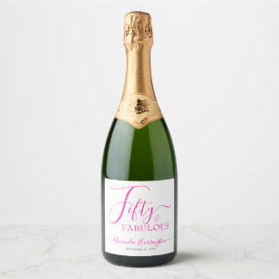 Étiquettes Pour Bouteilles De Vin Mousseux Cinquante ans et Fabuleux Nom Date 50e Fête d'anni