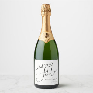 Étiquettes Pour Bouteilles De Vin Mousseux Cinquante & Fantastique Nom Script Date 50e Annive