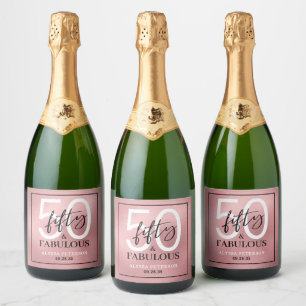 Étiquettes Pour Bouteilles De Vin Mousseux Cinquante & Incroyable Rose Gold Écriture 50e Anni