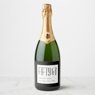 Étiquettes Pour Bouteilles De Vin Mousseux Cinquante Moderne et Fabuleux Anniversaire 50 Ans