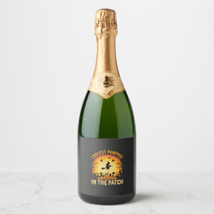 Étiquettes Pour Bouteilles De Vin Mousseux Citrouille la plus cool d'Halloween dans le patch