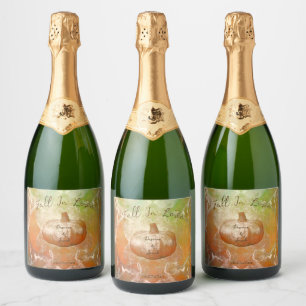 Étiquettes Pour Bouteilles De Vin Mousseux Citrouille Tomber en amour Automne Orange brûlé Vi