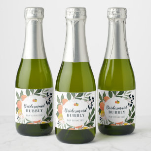 Étiquettes Pour Bouteilles De Vin Mousseux Citrus Bridesmaid Bubbly Proposition de Parti Mari