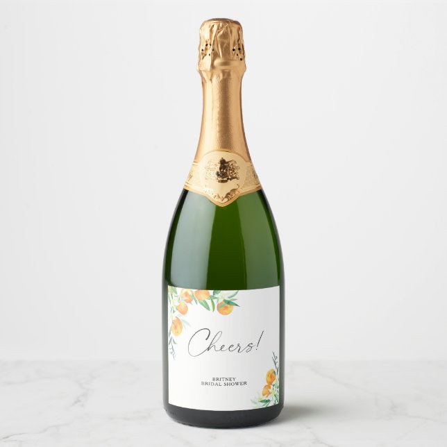 Étiquettes Pour Bouteilles De Vin Mousseux Citrus - shower de mariage Tchin ! (Devant)