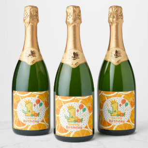 Étiquettes Pour Bouteilles De Vin Mousseux Citrus Slice 1er Anniversaire Champagne Botté Étiq