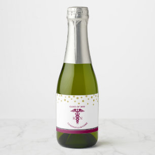 Étiquettes Pour Bouteilles De Vin Mousseux Classe de 20xx Red Caduceus RN Symbole Graduation