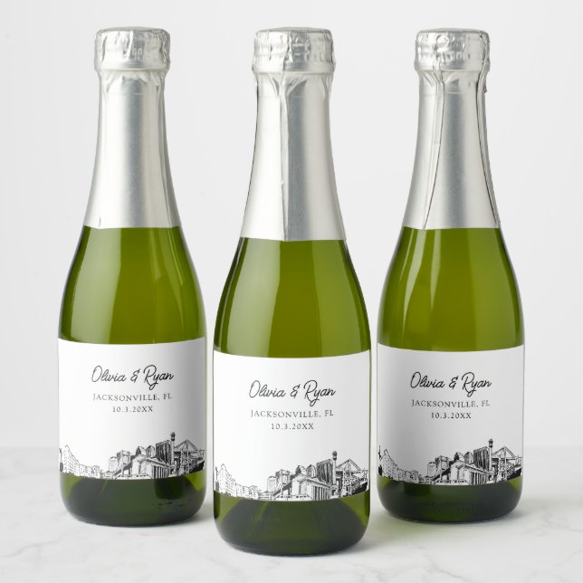 Étiquettes Pour Bouteilles De Vin Mousseux Classy Jacksonville Wedding Favor Custom Mini (Bouteilles)