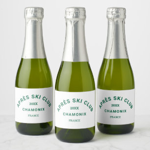 Étiquettes Pour Bouteilles De Vin Mousseux Club Après-Ski Crest de la station de ski Winter G