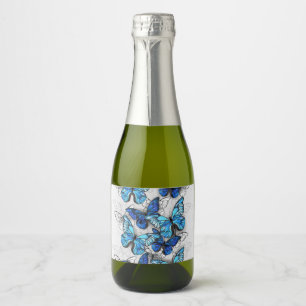 Étiquettes Pour Bouteilles De Vin Mousseux Composition des White and Blue Butterflies