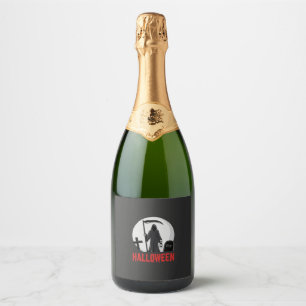 Étiquettes Pour Bouteilles De Vin Mousseux Conception de cimetière de la Faucheuse Halloween