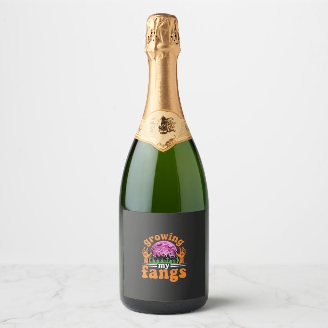 Étiquettes Pour Bouteilles De Vin Mousseux Conception de vampire Halloween Croissance de mes  (Devant)