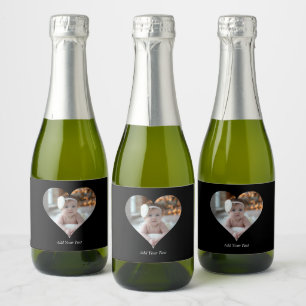 Étiquettes Pour Bouteilles De Vin Mousseux Concevez votre propre photo en forme de coeur uniq