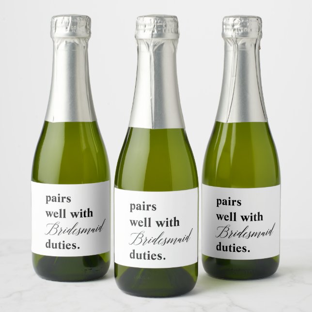 Étiquettes Pour Bouteilles De Vin Mousseux Convient Bien Avec Bridesmaid Duty Mariage Proposi (Bouteilles)