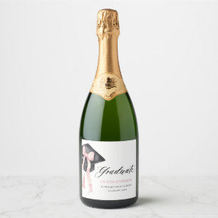 Étiquettes Pour Bouteilles De Vin Mousseux Coquette de chou rose moderne Diplômé