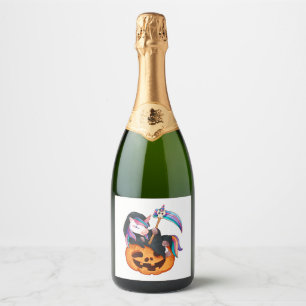 Étiquettes Pour Bouteilles De Vin Mousseux Costume de sécurité Licorne Halloween Fille Citrou
