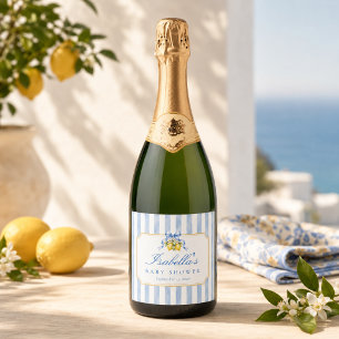 Étiquettes Pour Bouteilles De Vin Mousseux Côte Amalfitaine Chic Citron Fête de Naissance