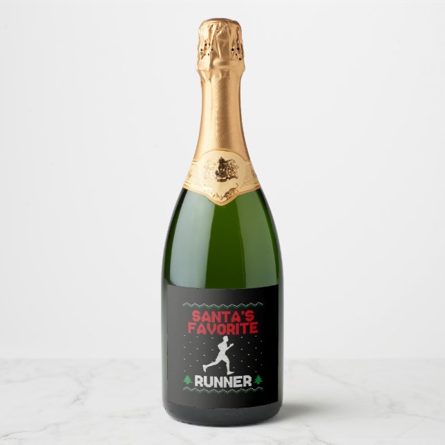 Étiquettes Pour Bouteilles De Vin Mousseux Coureur semi-marathon moche (Devant)