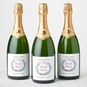 Étiquettes Pour Bouteilles De Vin Mousseux Couronne de fleurs sauvages élégante pour la douch