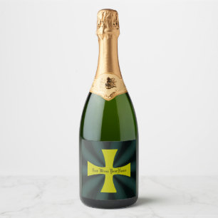 Étiquettes Pour Bouteilles De Vin Mousseux Croix byzantine chrétienne en or faux personnalisé