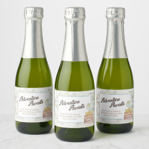 Étiquettes Pour Bouteilles De Vin Mousseux Custom Adventure Attend Baby shower Voyage Favoris