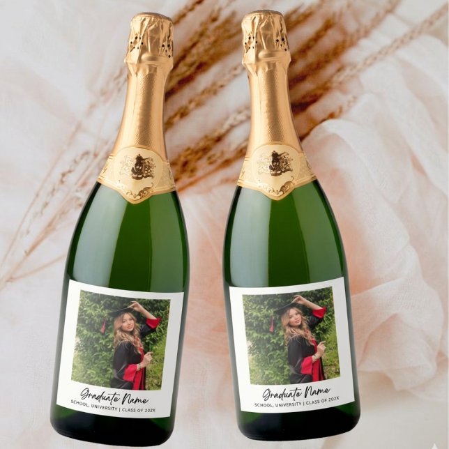 Étiquettes Pour Bouteilles De Vin Mousseux Custom Graduation Photo Champagne Bottle Label  (Créateur téléchargé)