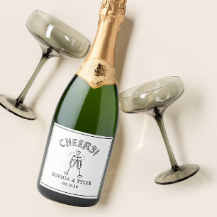 Étiquettes Pour Bouteilles De Vin Mousseux Cute Cheers Minimaliste Chic Mariage personnalisé