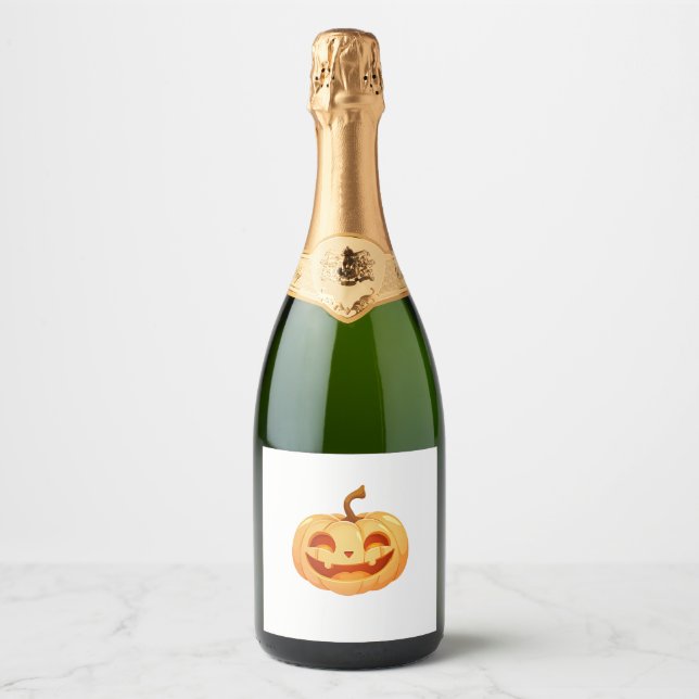 Étiquettes Pour Bouteilles De Vin Mousseux Cute Citrouille Jack-o'-lantern Turtle Mer Hallowe (Devant)