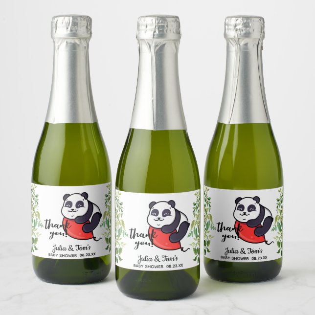 Étiquettes Pour Bouteilles De Vin Mousseux Cute Panda Merci Baby shower Favoriser Mini (Bouteilles)