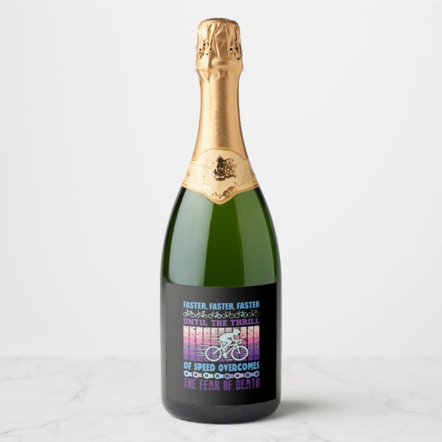 Étiquettes Pour Bouteilles De Vin Mousseux Cyclisme plus rapide (Devant)